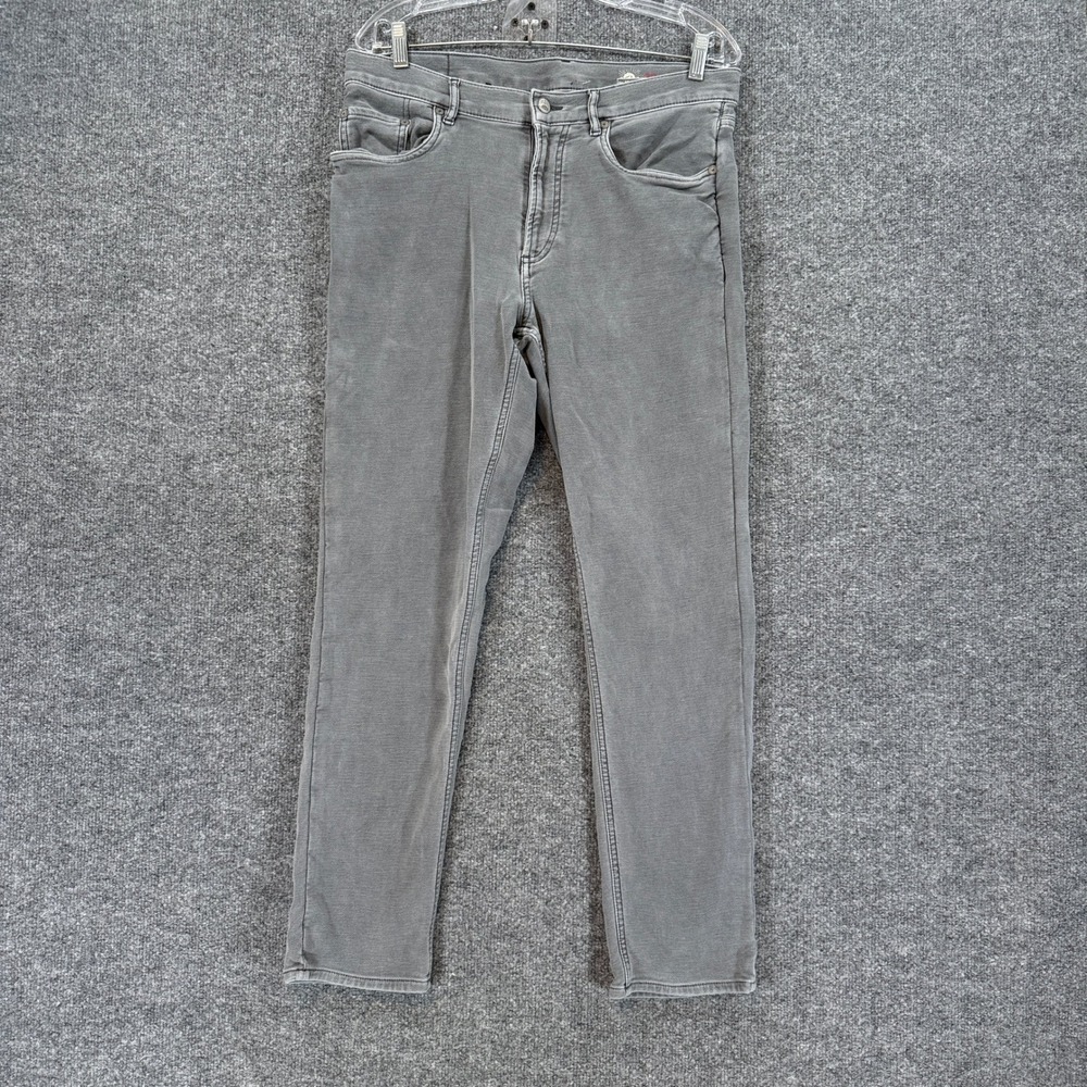 Faherty 5-Pocket Pant Mens 33 x28 Gray Stretch Cotton Blend Casual Slim Chinos